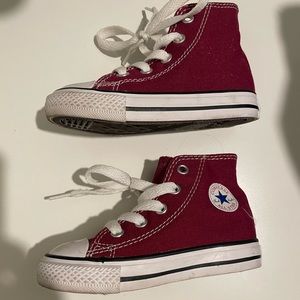 Burgundy converse high tops baby/toddler size 6